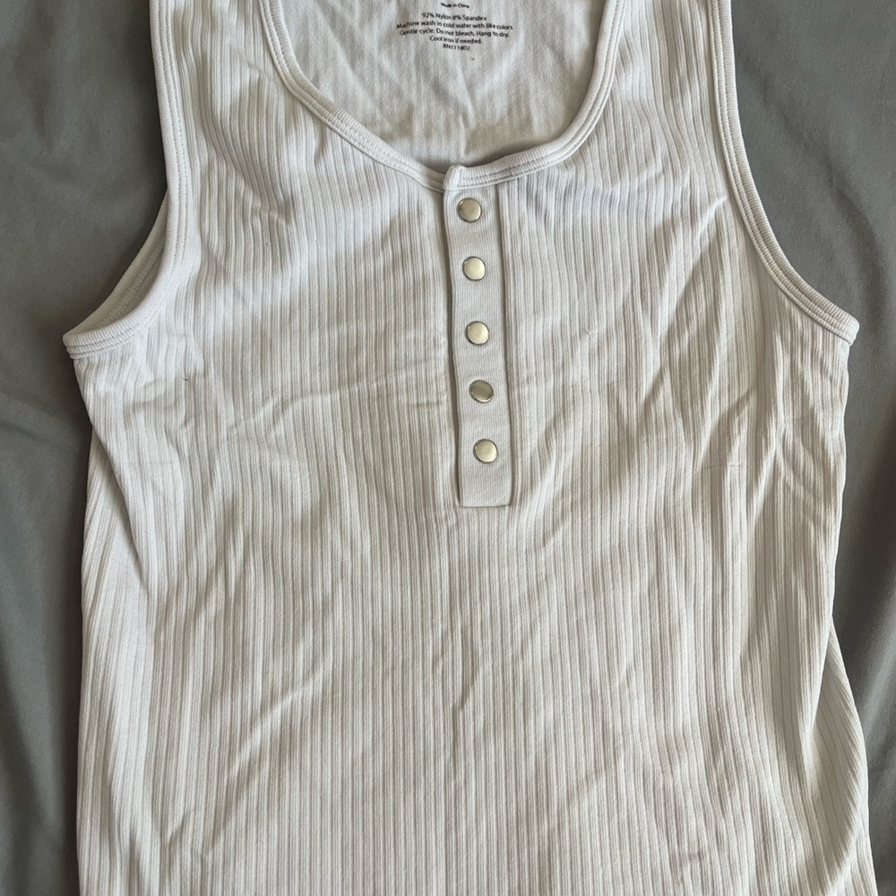 White Sleeveless Ribbed Top